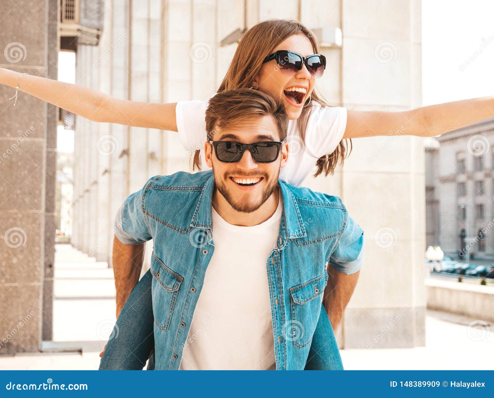 Girl and Her Boyfriend Posing in the Street Stock Image - Image of ...