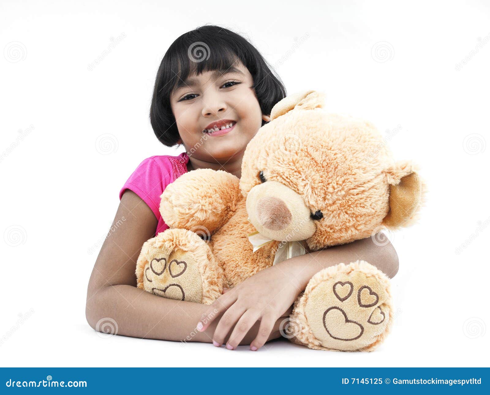 Girl With Her Brown Teddy Bear Stock Image Image of 