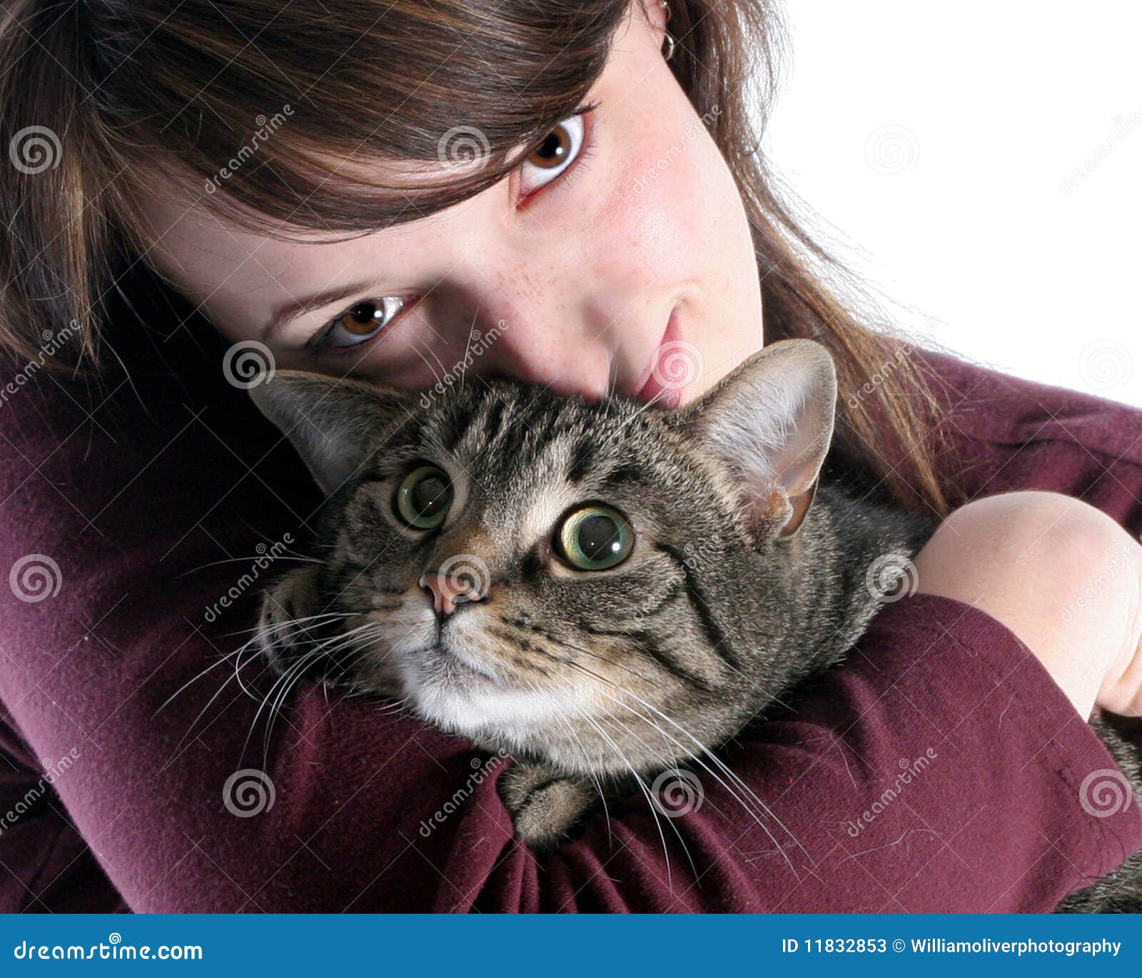 Girl and her cat stock image. Image of women, girl, holds 11832853