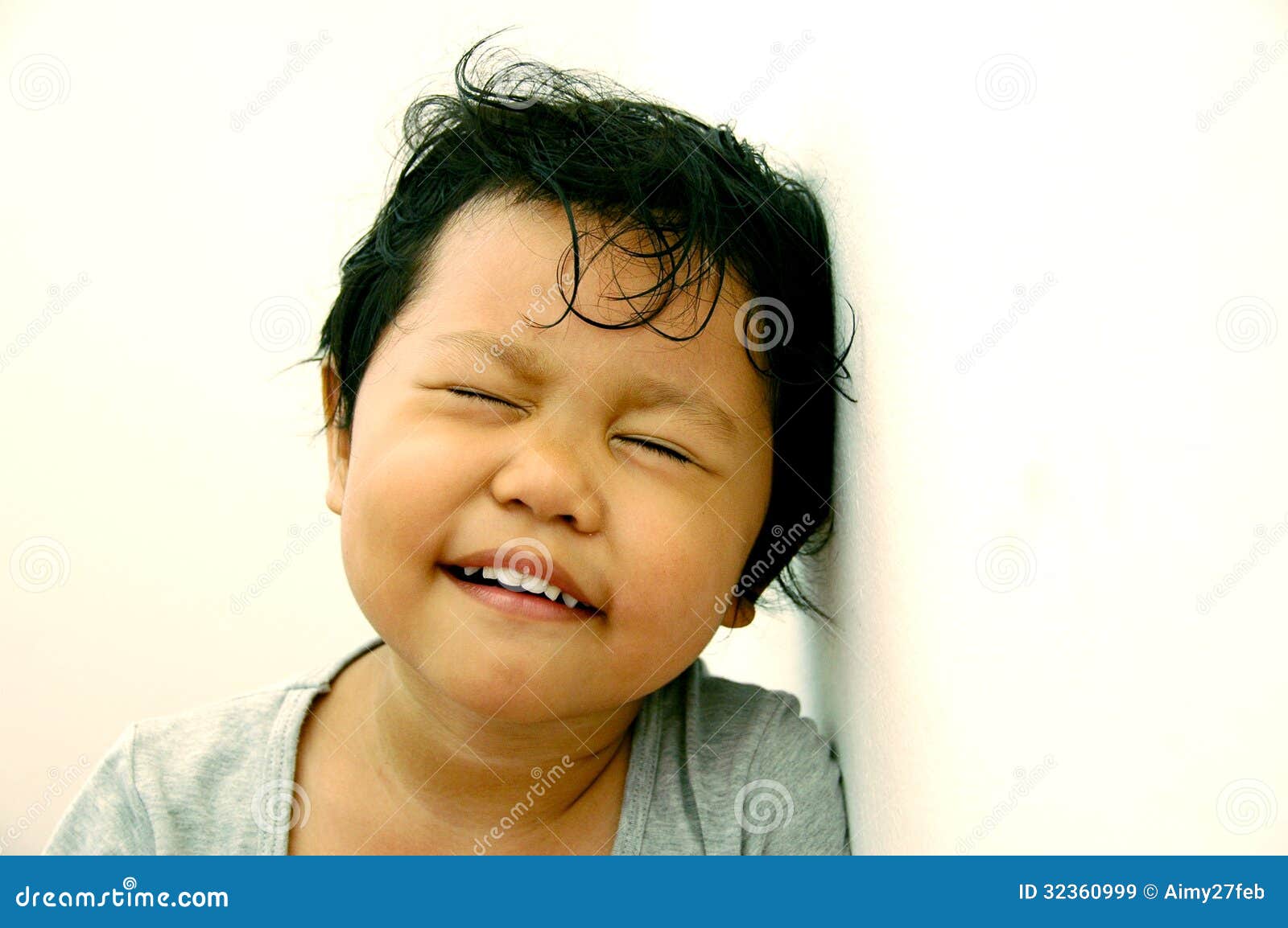 Girl with her eyes shut stock image. Image of cheerful 32360999