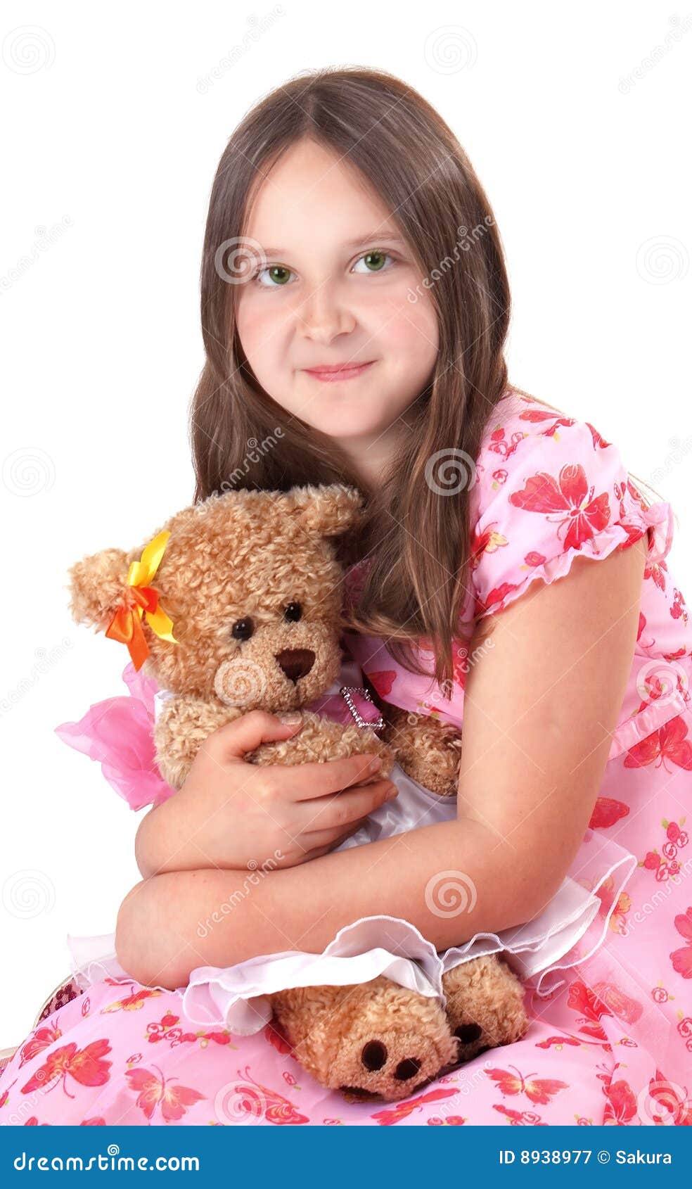 Girl with her teddy stock image. Image of contentment - 8938977