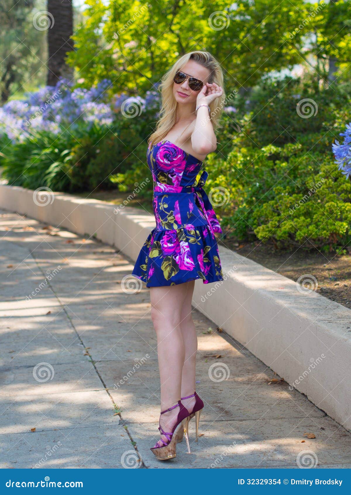 Elegant Young Blond Girl Posing In A Dress And High Heels Stock Photo,  Picture and Royalty Free Image. Image 22071165.