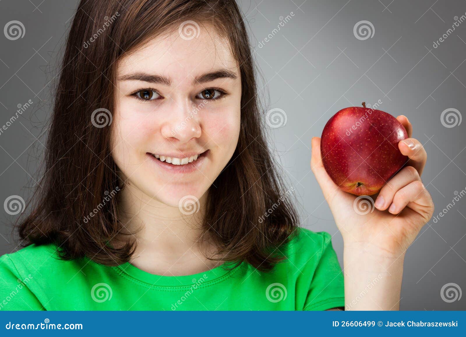 Girl holding apple stock image. Image of holding, horizontal 26606499