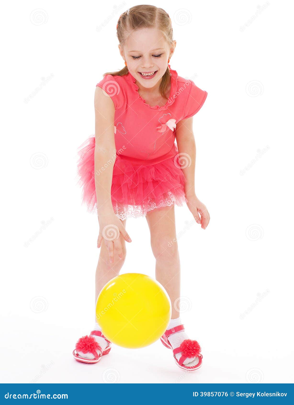 Girl holding ball stock photo. Image of childhood, blond 39857076