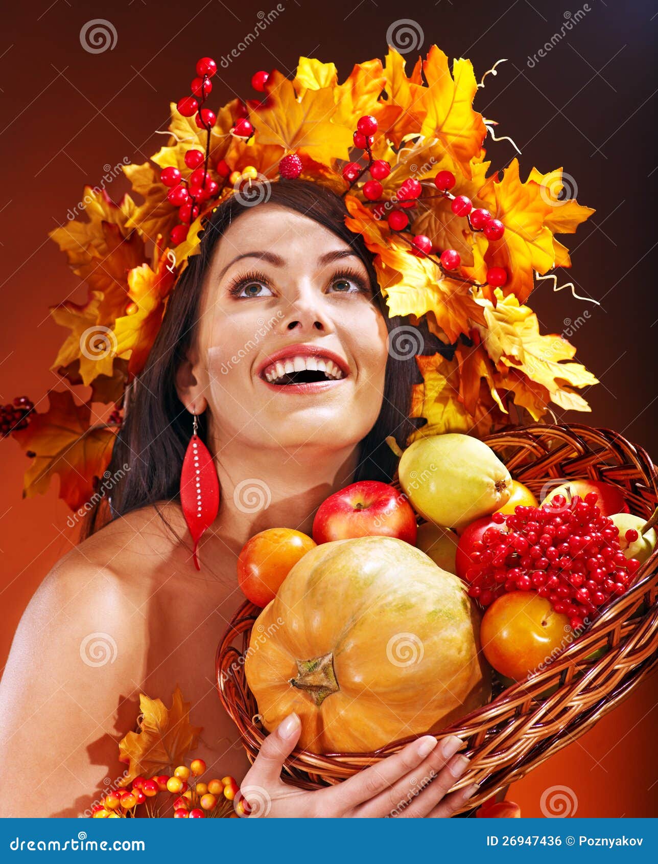 Girl Holding Basket with Fruit. Stock Photo - Image of person, female ...