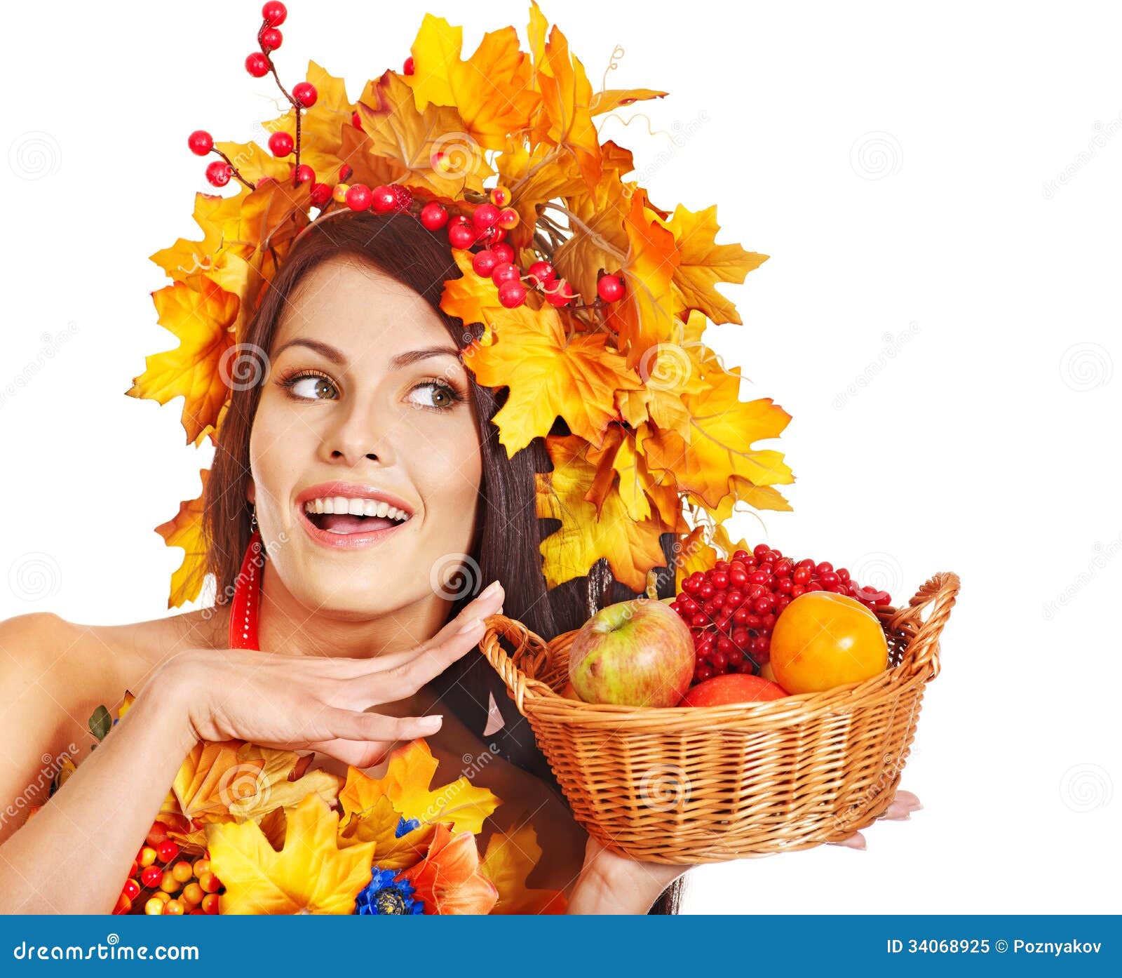 Girl Holding Basket With Fruit. Royalty Free Stock Photo - Image: 34068925