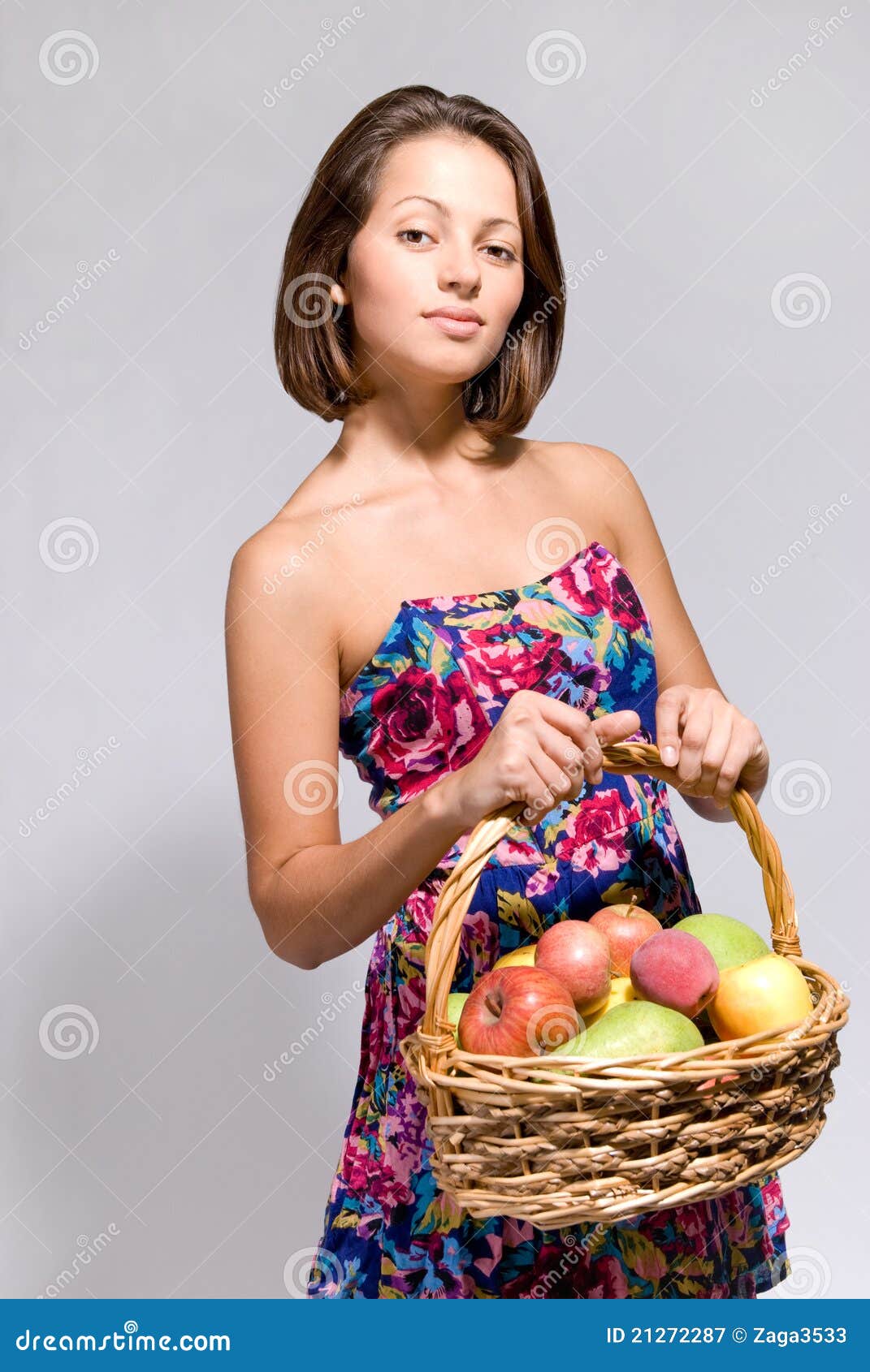 Girl Holding Basket Full Of Fruit Royalty Free Stock Photography Image 21272287