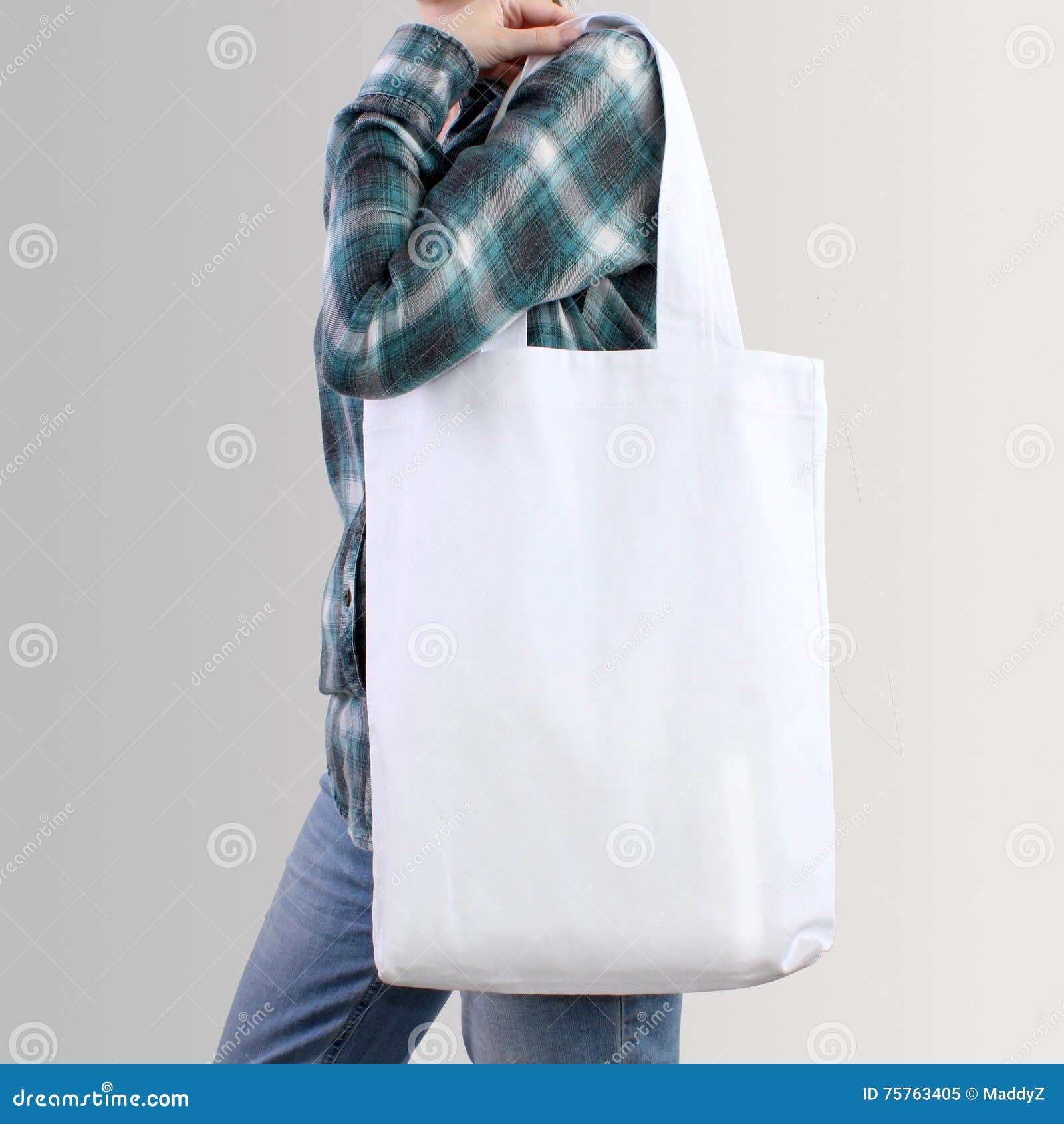 Download Girl Is Holding Blank Cotton Tote Bag, Design Mockup ...