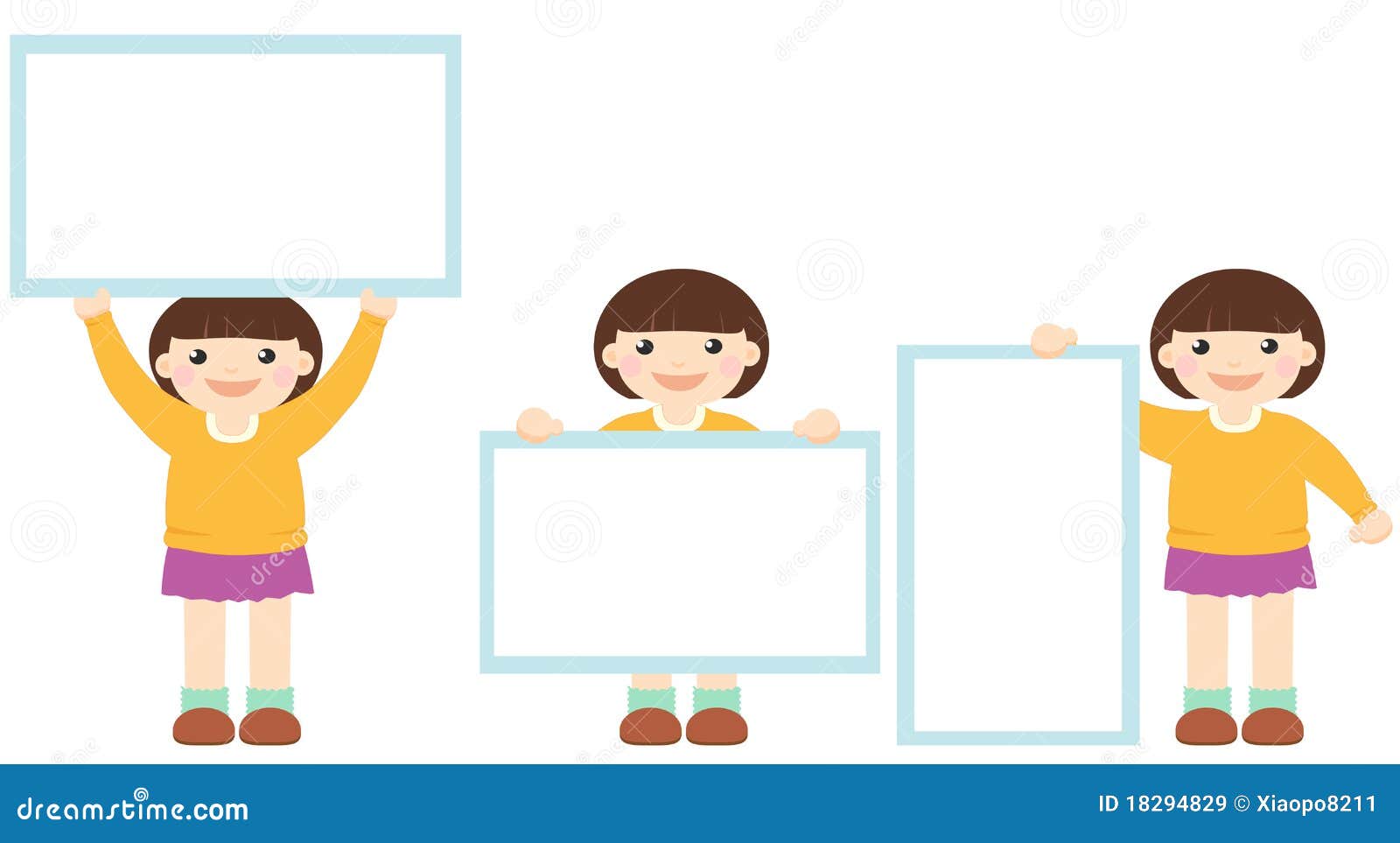 Girl holding a blank sign stock vector. Illustration of blank 18294829
