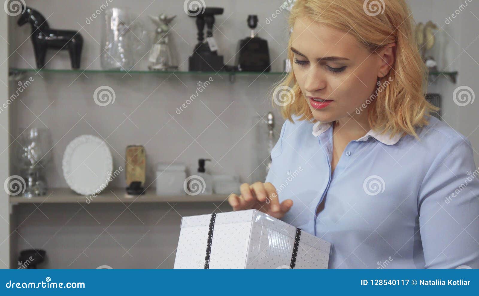 The Girl Checks the Packing Box Stock Image - Image of decanter, long ...