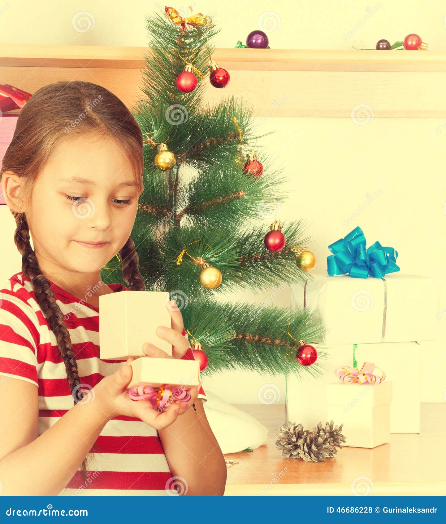 Girl holding a box stock photo. Image of cheerful, offspring 46686228