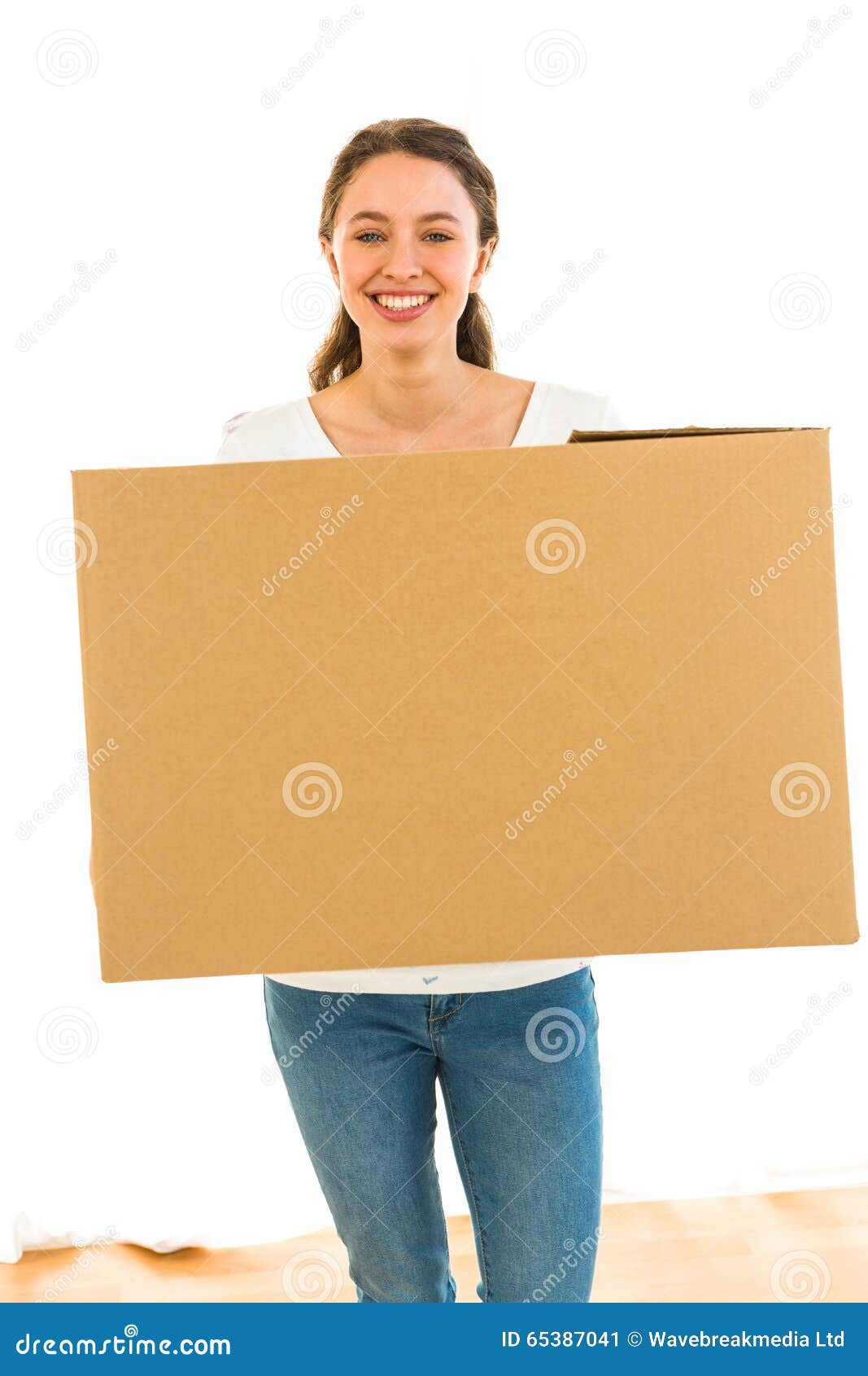Girl holding a box stock image. Image of indoors, beginnings 65387041