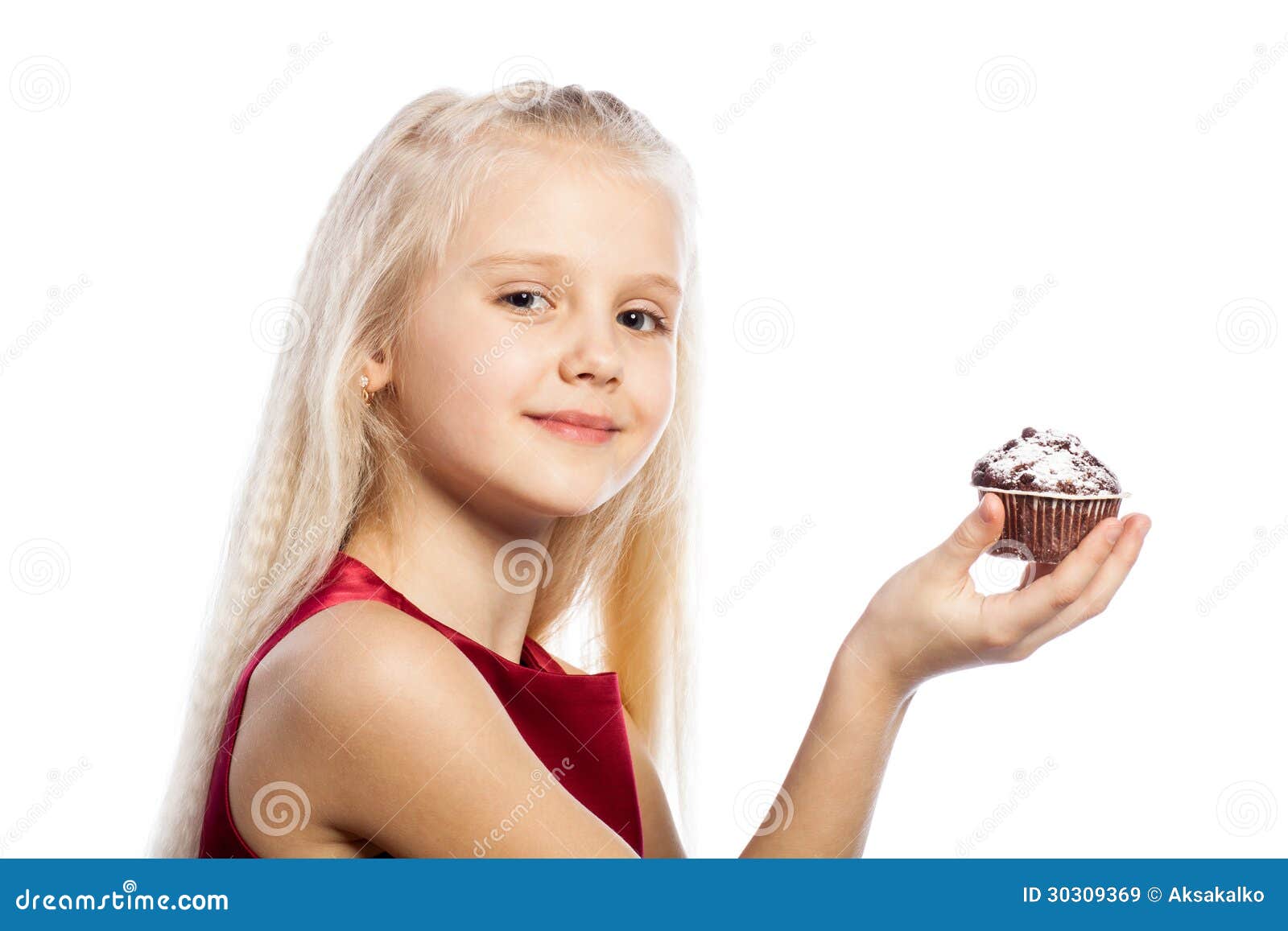 Girl Holding a Cake and Looking in Camera Stock Image Image of cute