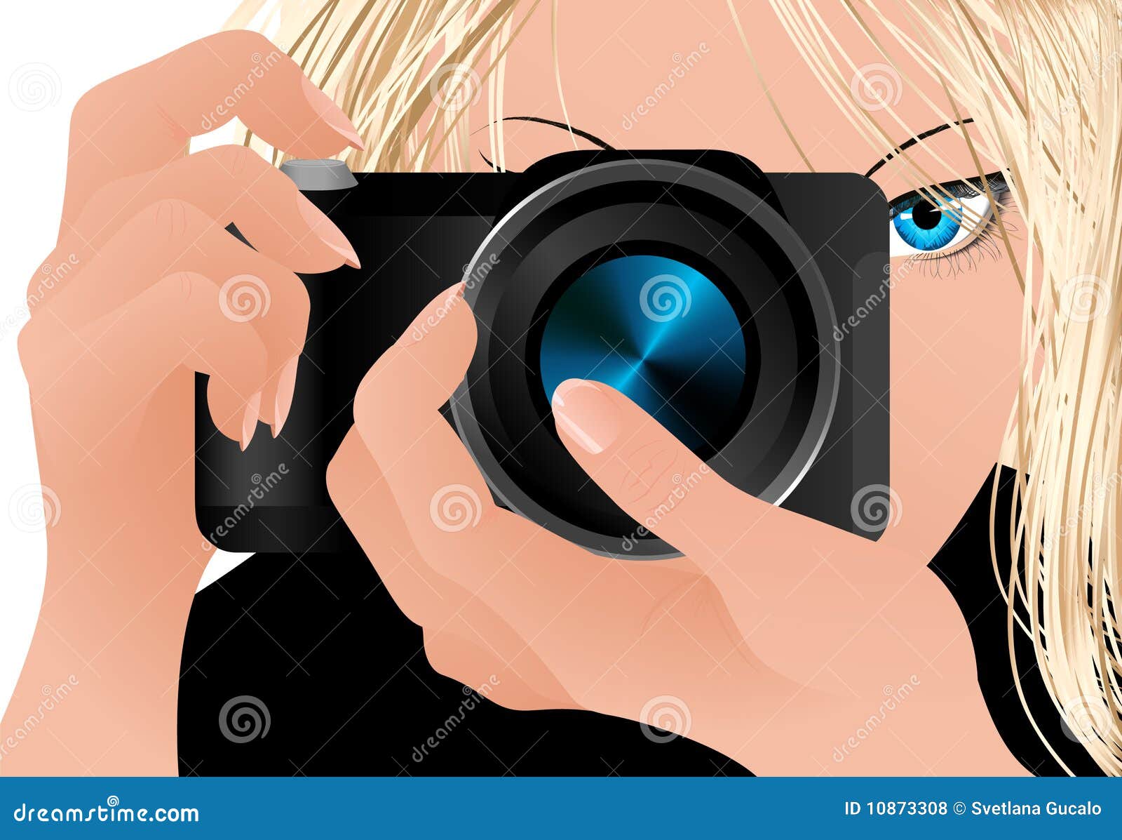 Girl holding camera stock vector. Illustration of photograph 10873308