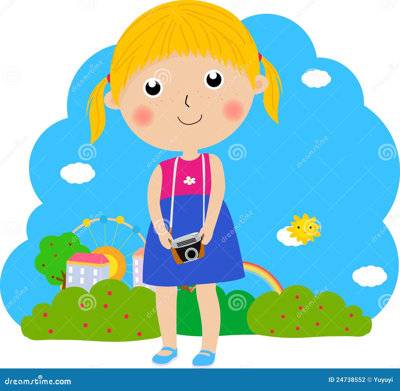 A Girl Holding a Camera Taking Stock Vector Illustration of
