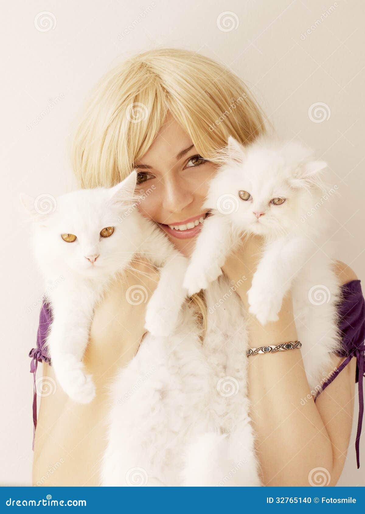 Girl holding cats stock photo. Image of beautiful, kitten 32765140
