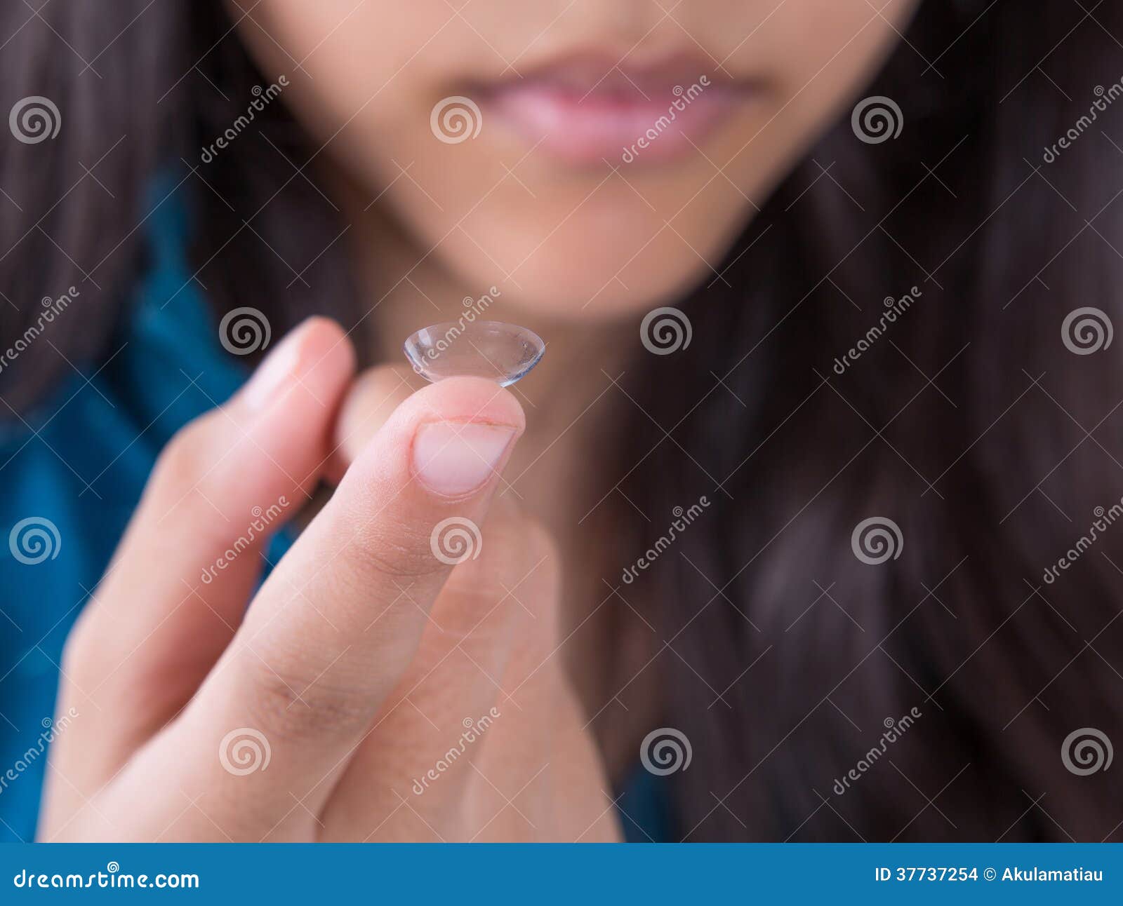 Girl Holding Contact Lens V Stock Photo Image of small, vision 37737254
