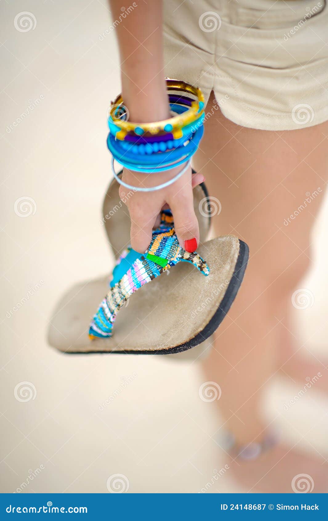 Girl holding flipflops stock image. Image of shoes, sunshine 24148687