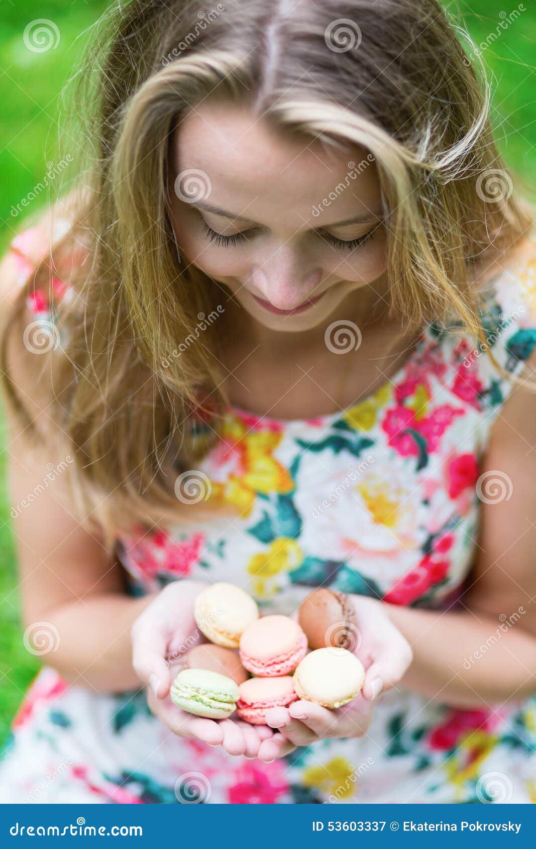 Girl Holding French Macaroons In Hands Stock Image Image Of Human Nature 53603337