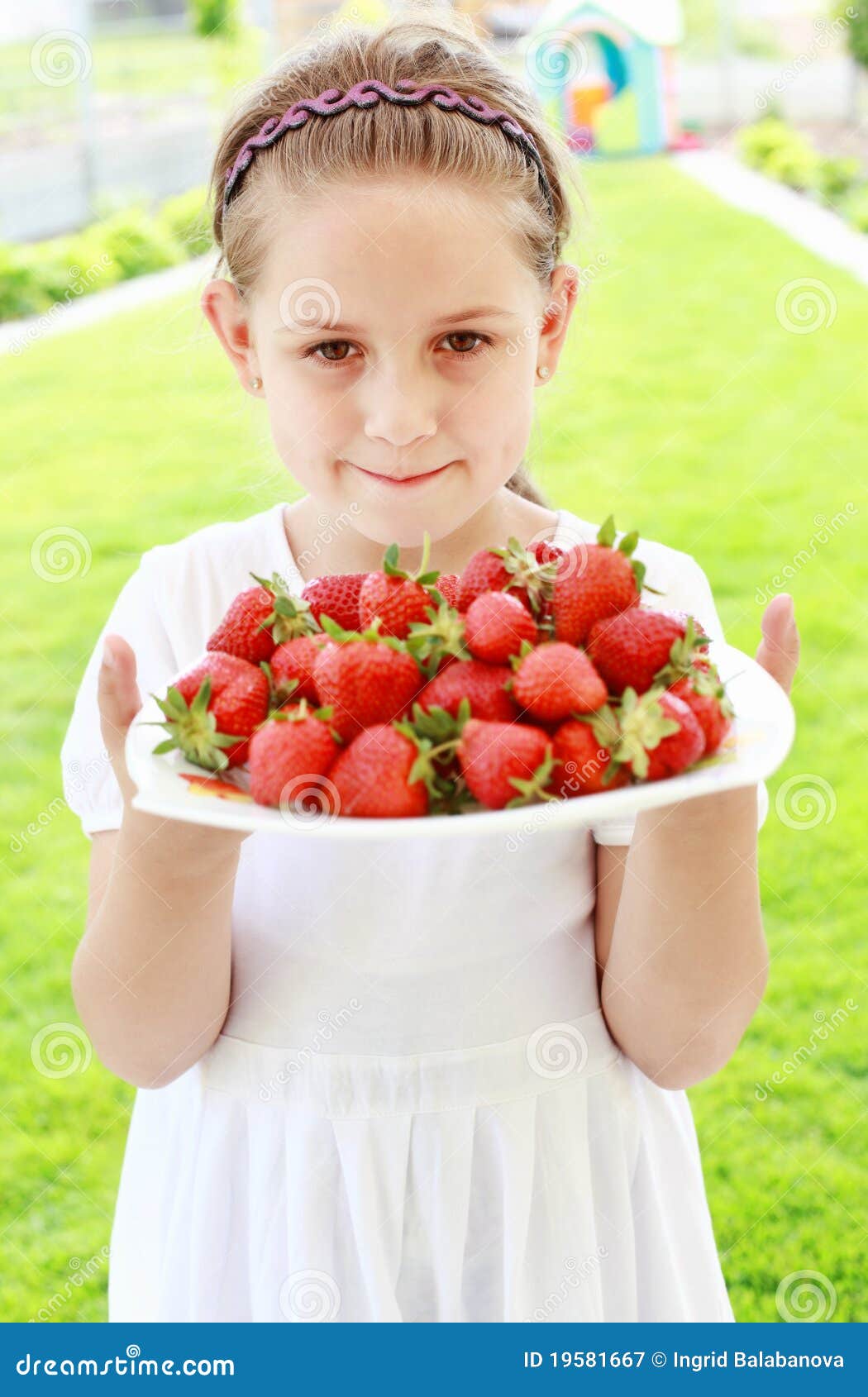 Girl Holding Fresh Strawberries Stock Image Image of child, fresh