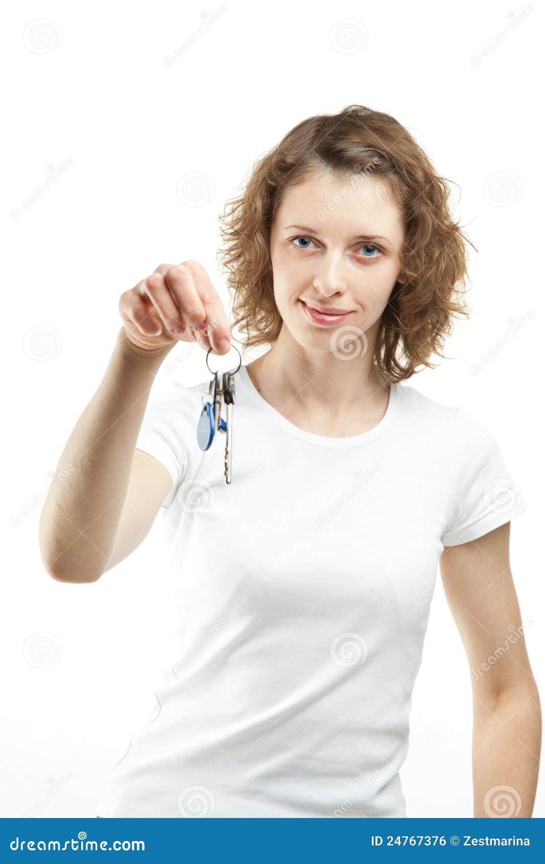 Girl holding keys stock photo. Image of background, sell - 24767376