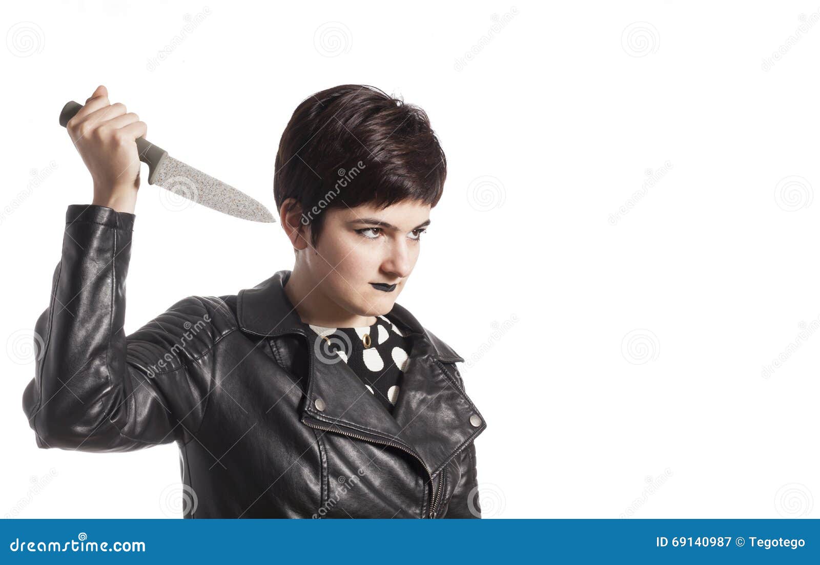 Girl holding knife stock image. Image of person, negative 69140987