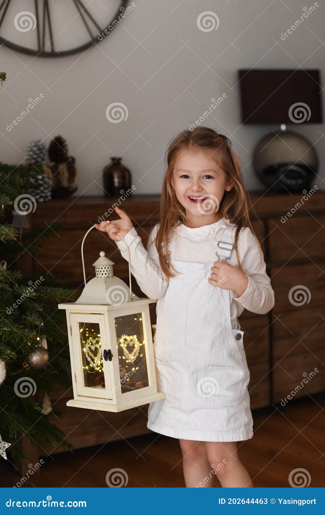 Girl Holding a Lantern with the Lights Stock Image Image of lantern