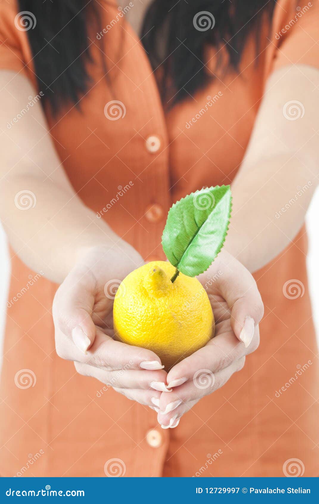 Girl holding lemon stock image. Image of yellow, nature 12729997