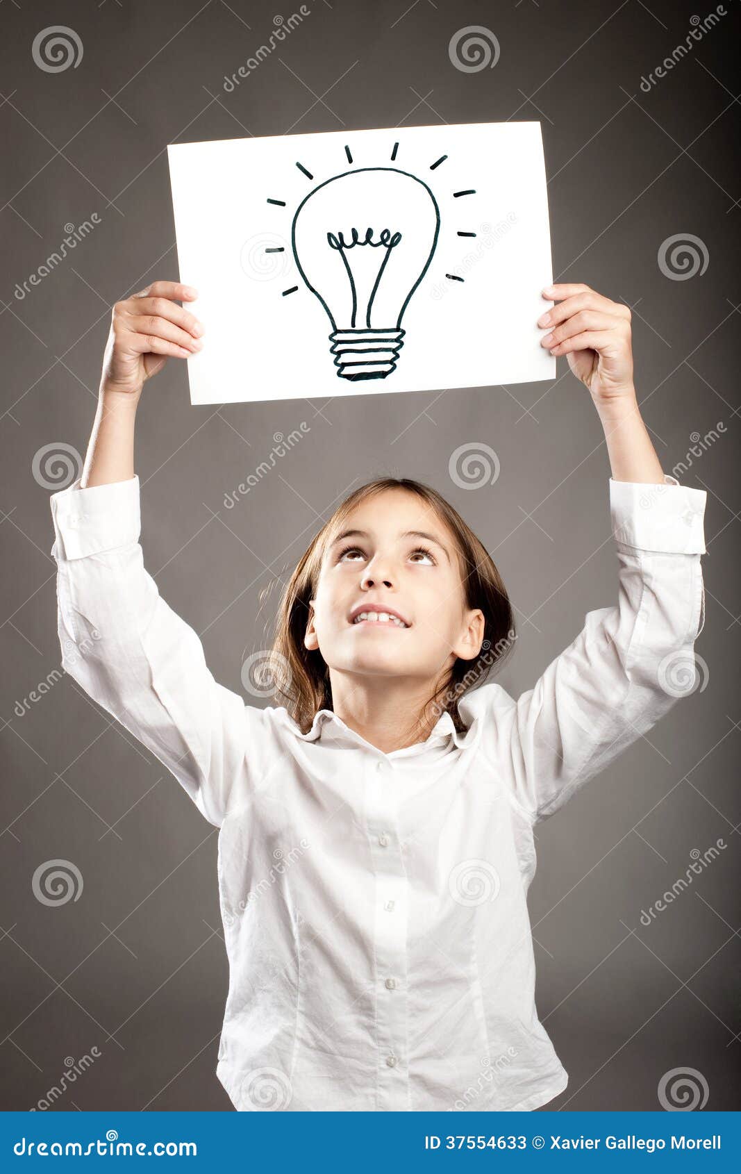 Girl Holding a Light Bulb Drawing Stock Image Image of cute