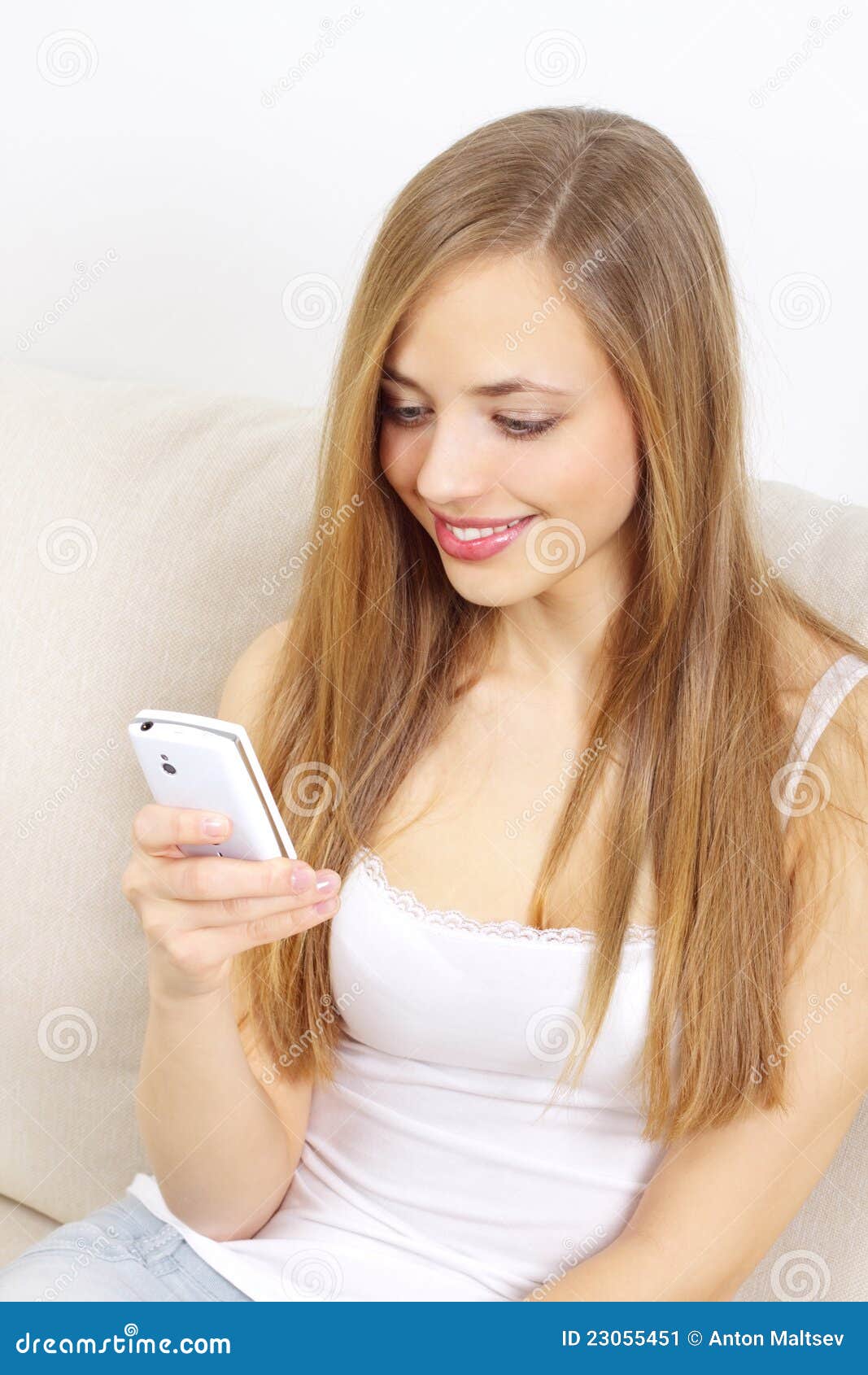 Girl Holding A Mobile Phone Stock Image Image of adult, beautiful