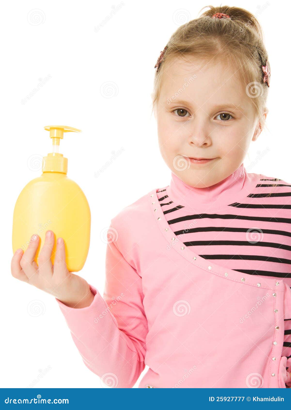 The Girl is Holding a Plastic Bottle Stock Image Image of cosmetics, child 25927777