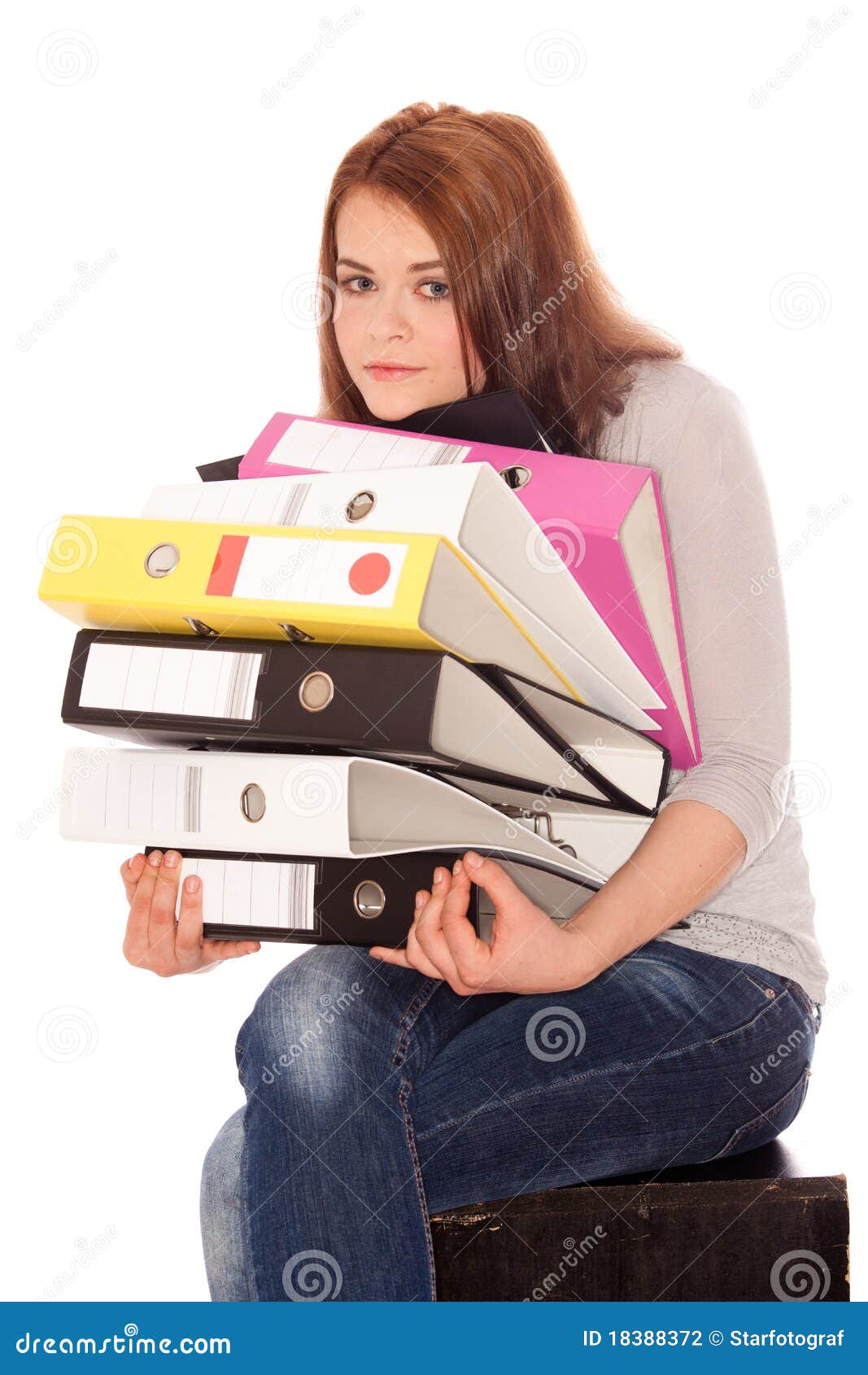 Girl holding ring binders stock photo. Image of beauty 18388372