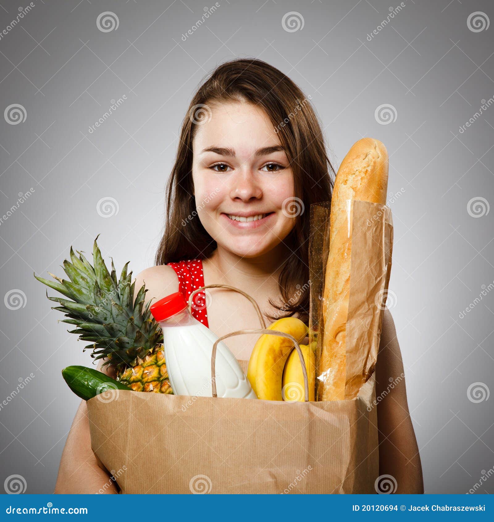 Girl holding shopping bag stock photo. Image of paper 20120694