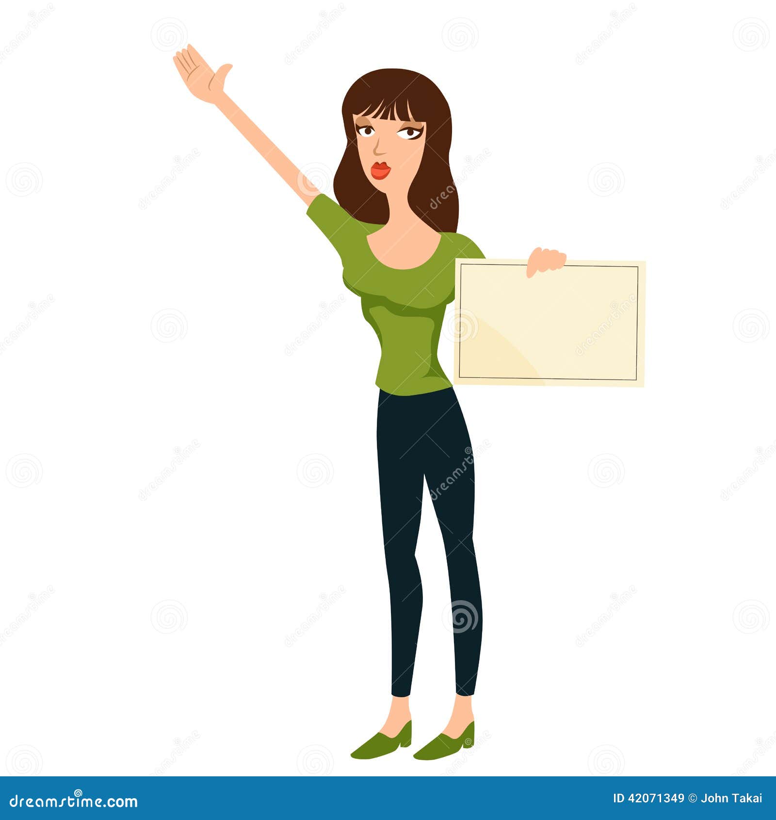 Premium Vector Young Girl Holding A Sign Vector Carto vrogue.co