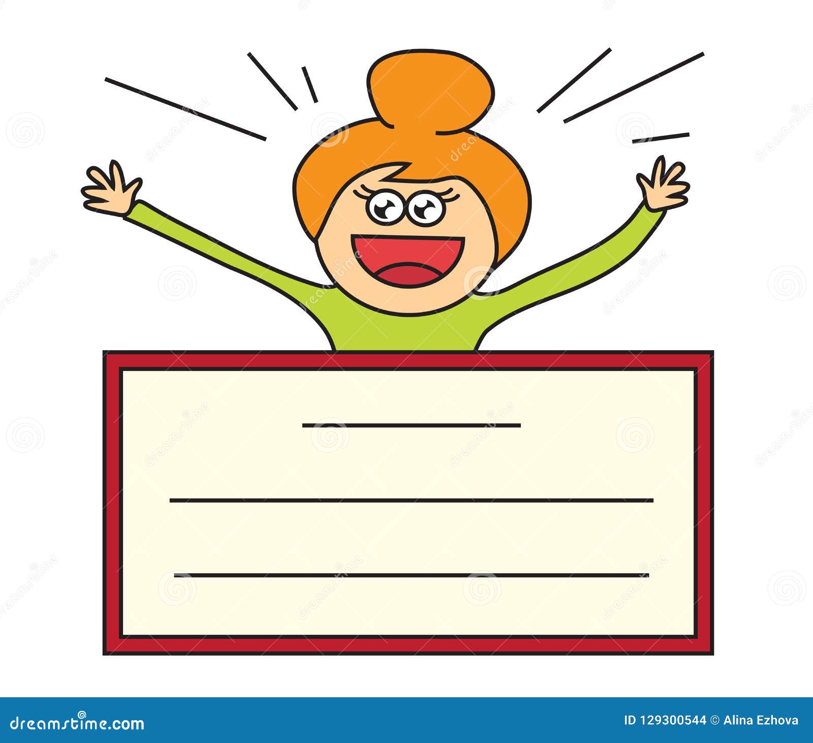 The Girl is Holding a Sign. Vector. Stock Vector Illustration of sign