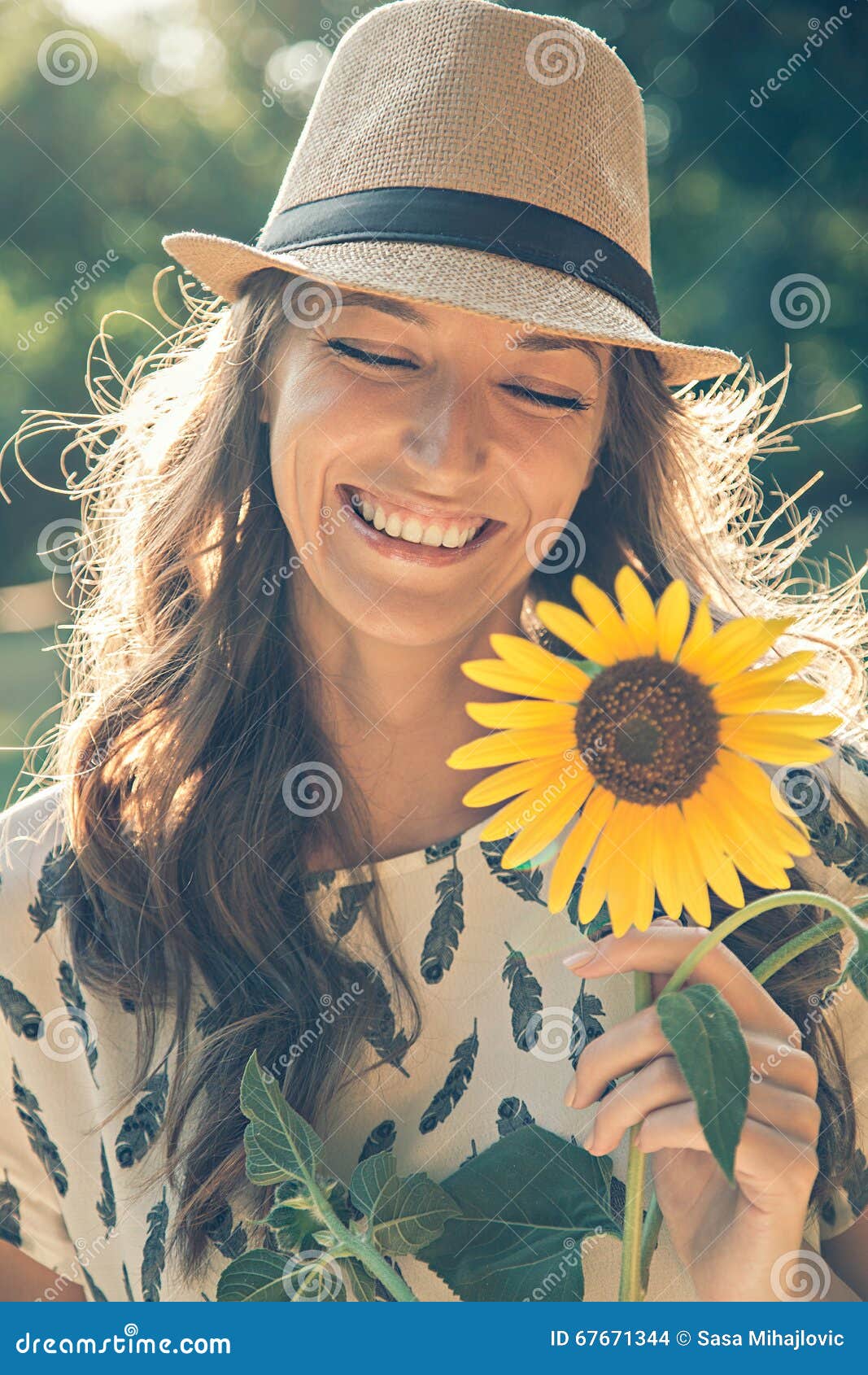 Girl holding sunflower stock photo. Image of outdoor 67671344