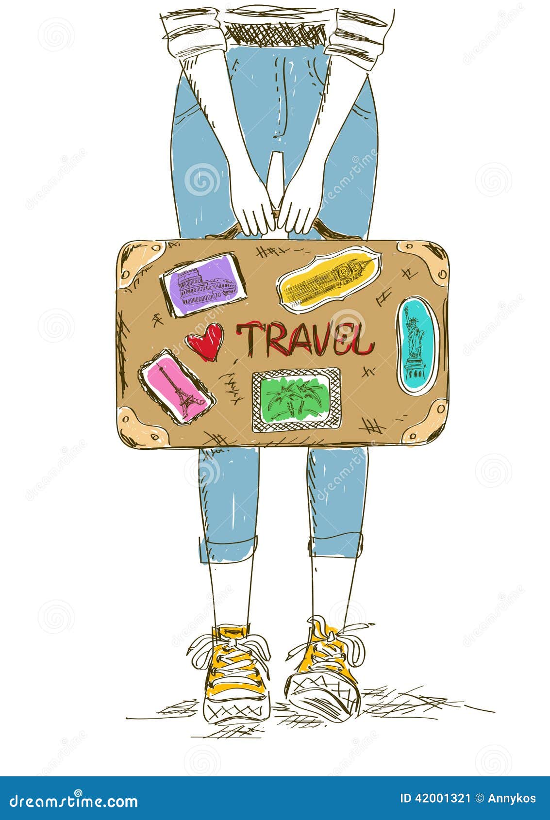 Old Suitcase Luggage Retro Travel Hand Drawn Cute Art Painting Vector  Illustration Stock Illustration - Download Image Now - iStock