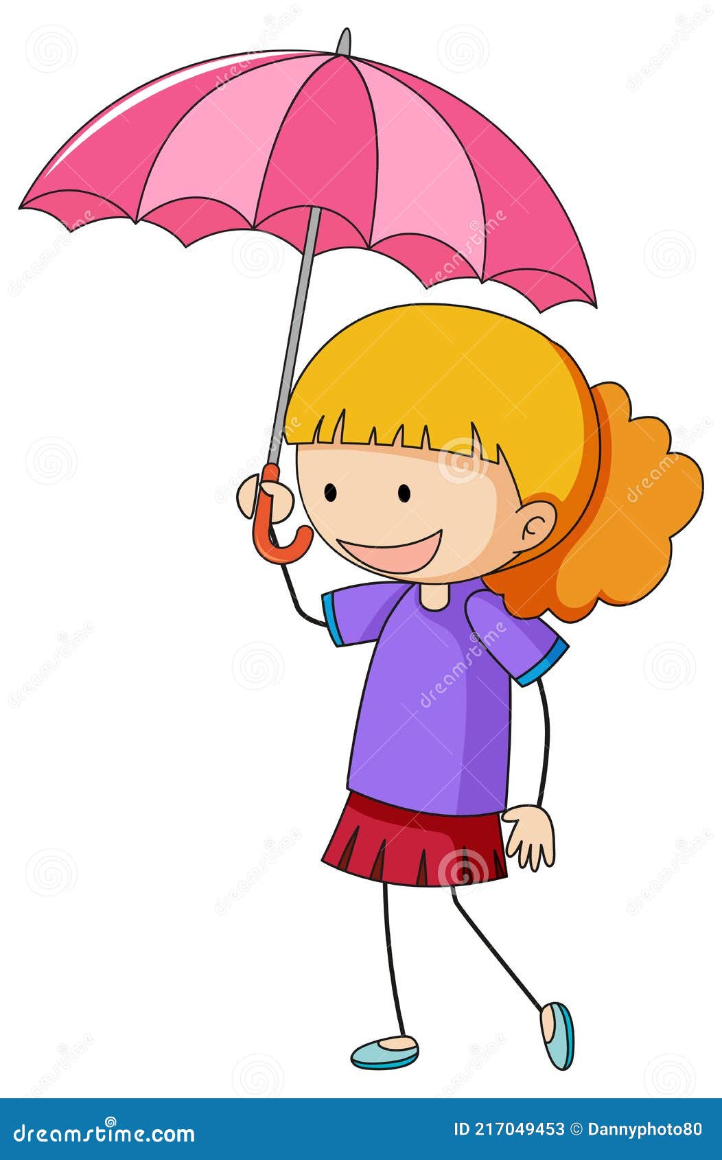 Girl Holding Umbrella Cartoon Character Stock Vector - Illustration of ...