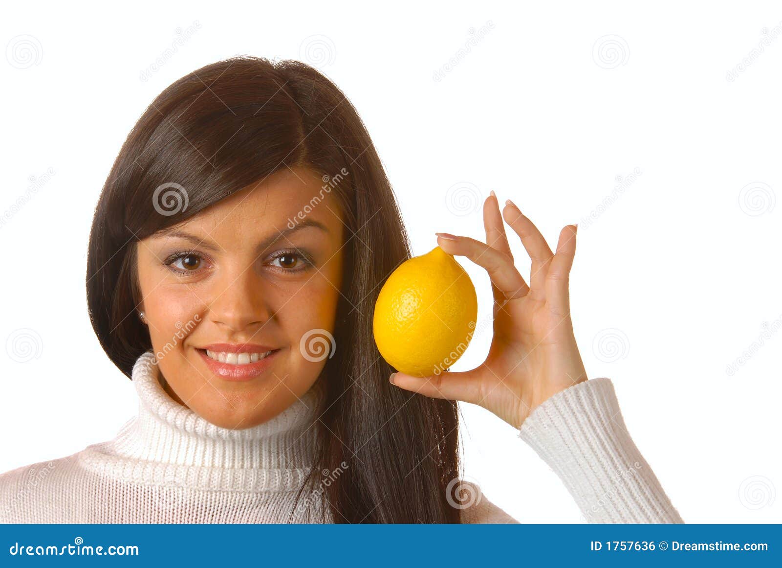 Girl holding yellow lemon stock photo. Image of handsome 1757636