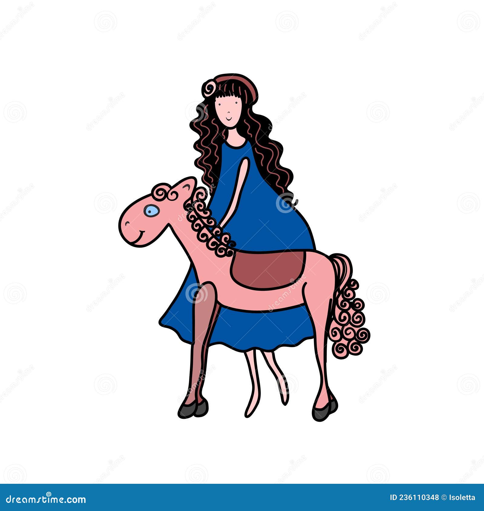 Girl Holds the Horse. Funny Cartoon Characters Stock Vector - Illustration  of girl, standing: 236110348