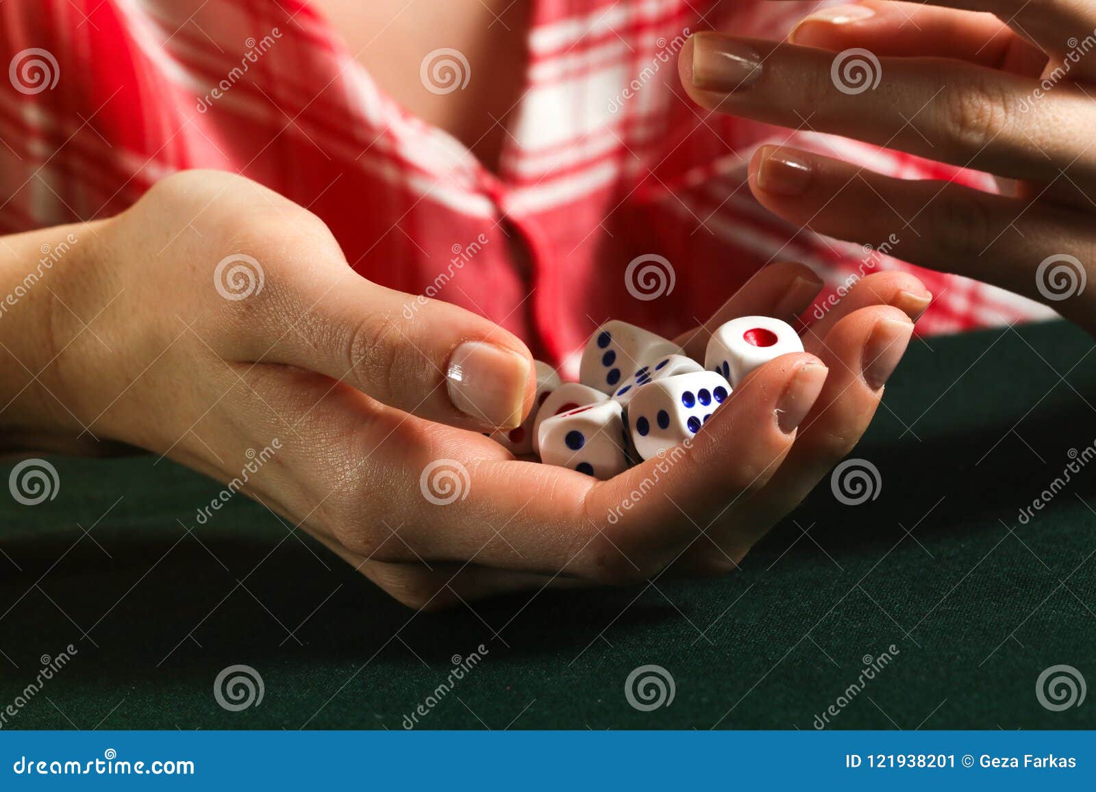 Girl Holds the Dices in Her Hand Stock Image Image of color, cube