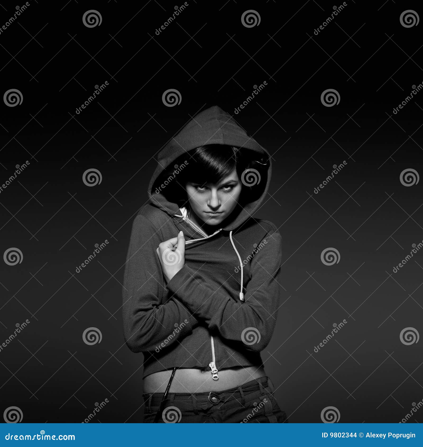 Girl in hood stock photo. Image of person, funky, hair - 9802344