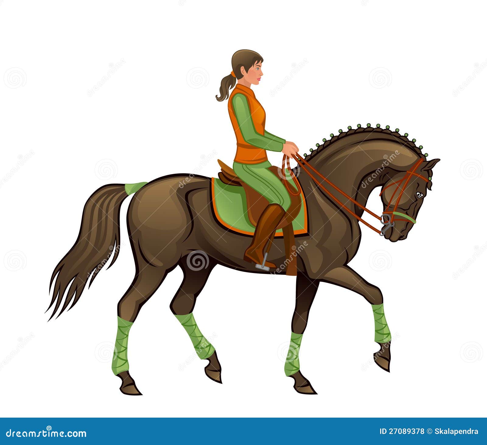 Girl with horse stock vector. Illustration of animal 27089378