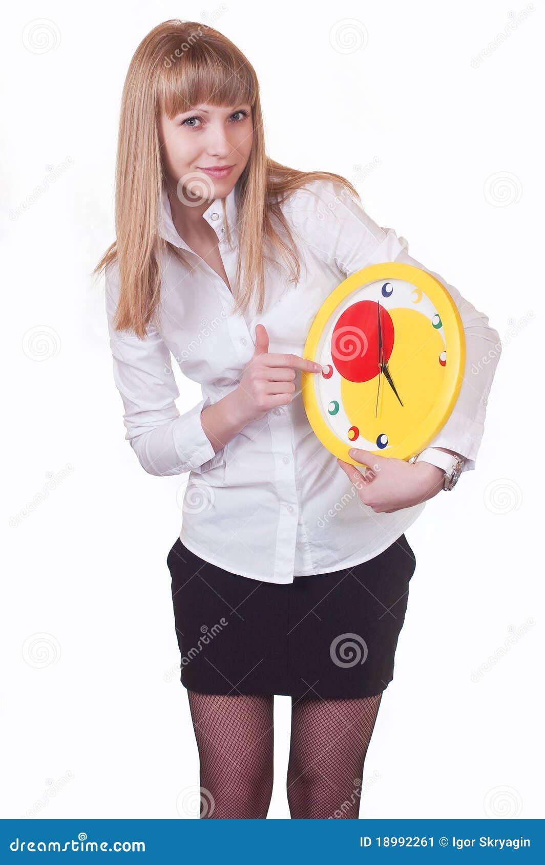 Girl with hours stock image. Image of hour, watch, blond 18992261