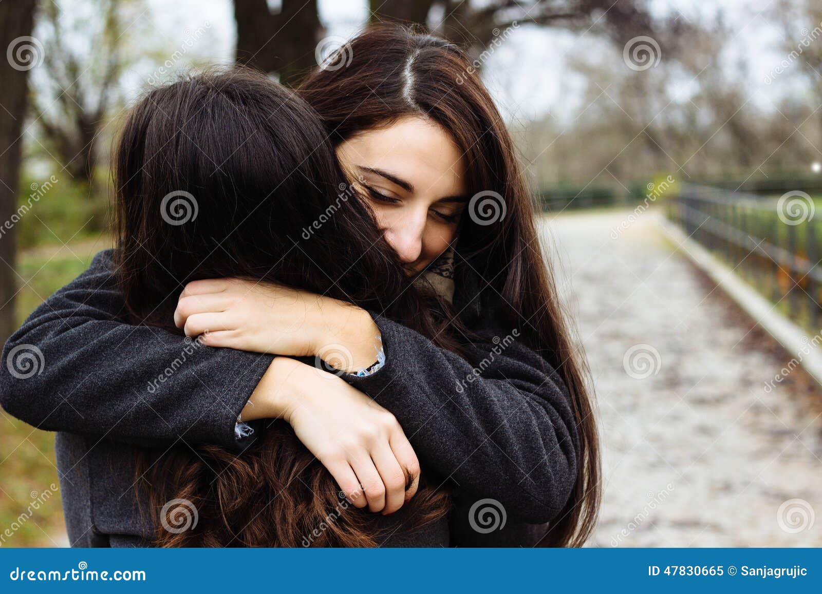 Girl Hugging Her Best Friend Stock Image - Image of friendship ...
