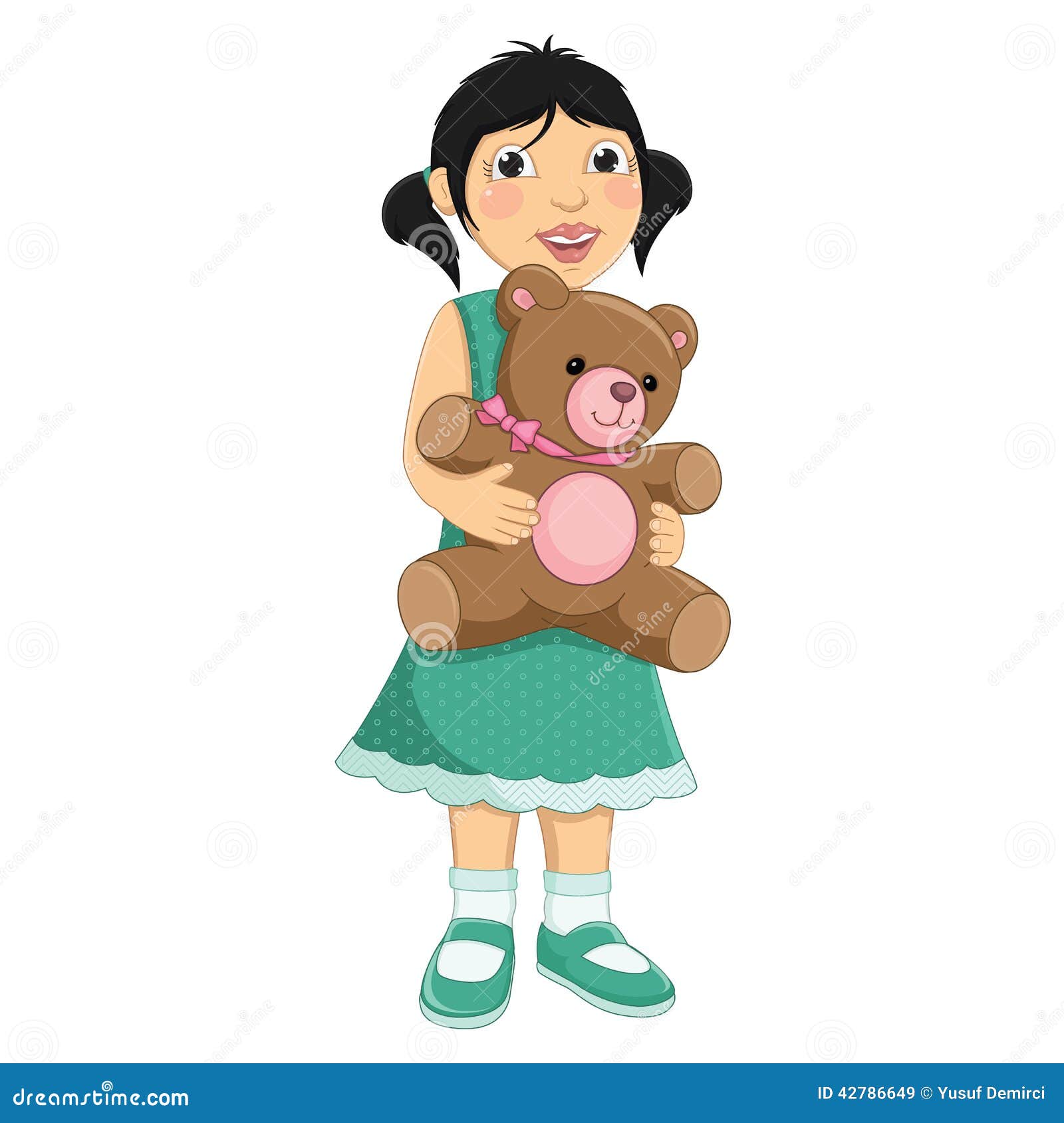 Girl Hugging Teddy Bear Vector Illustration Stock Vector Illustration