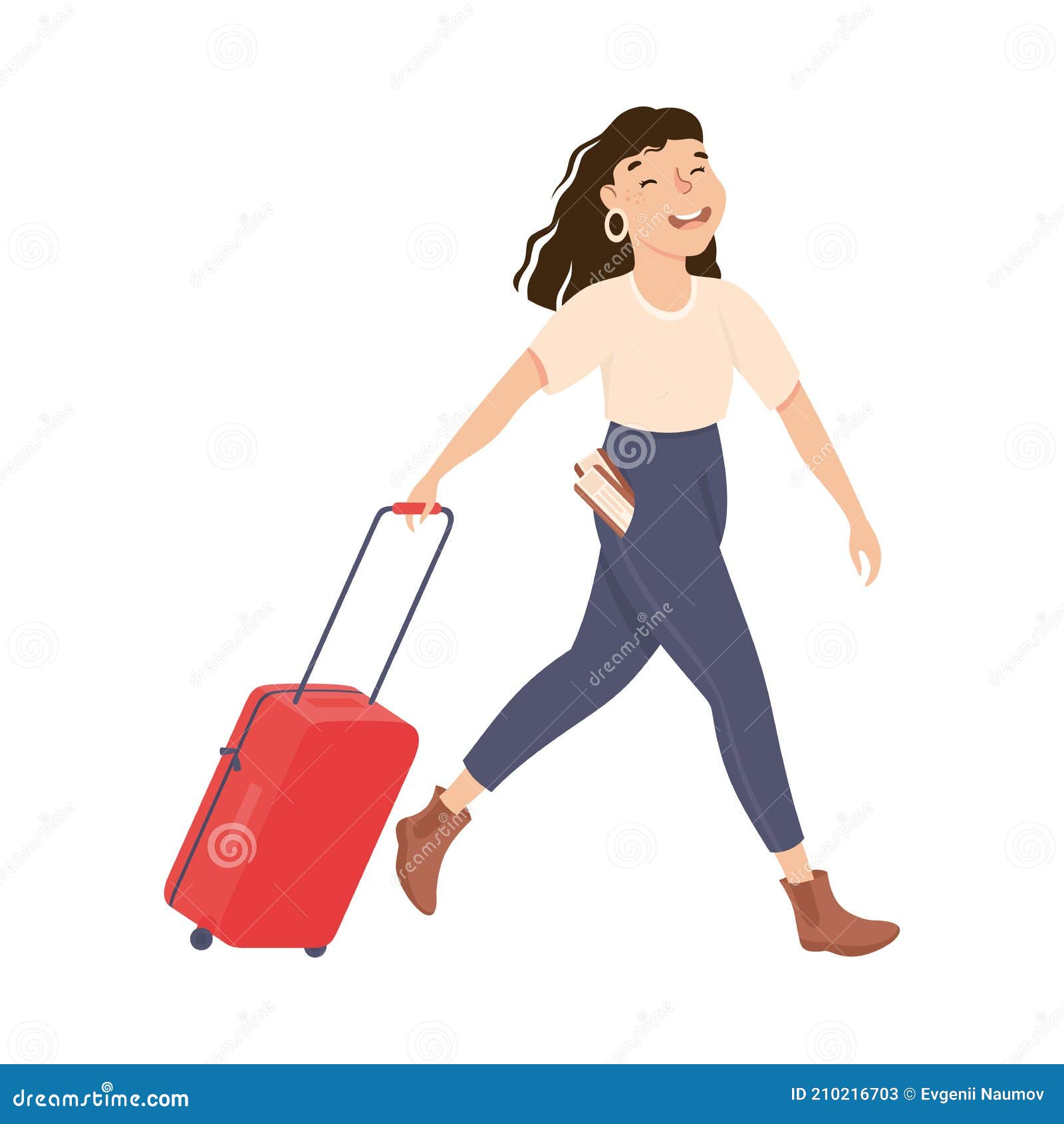 Girl Hurrying To Flight at Airport, Young Woman Carrying Luggage, Female  Tourist Going on Summer Vacation Cartoon Vector Stock Vector - Illustration  of baggage, traveler: 210216703