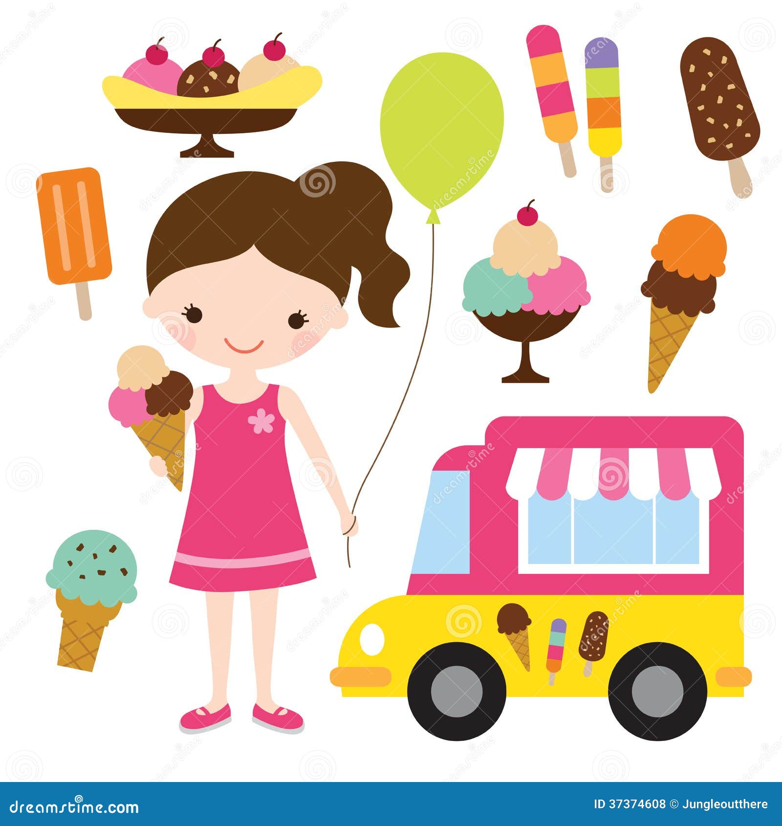Girl with an ice cream stock vector. Illustration of cartoon 37374608