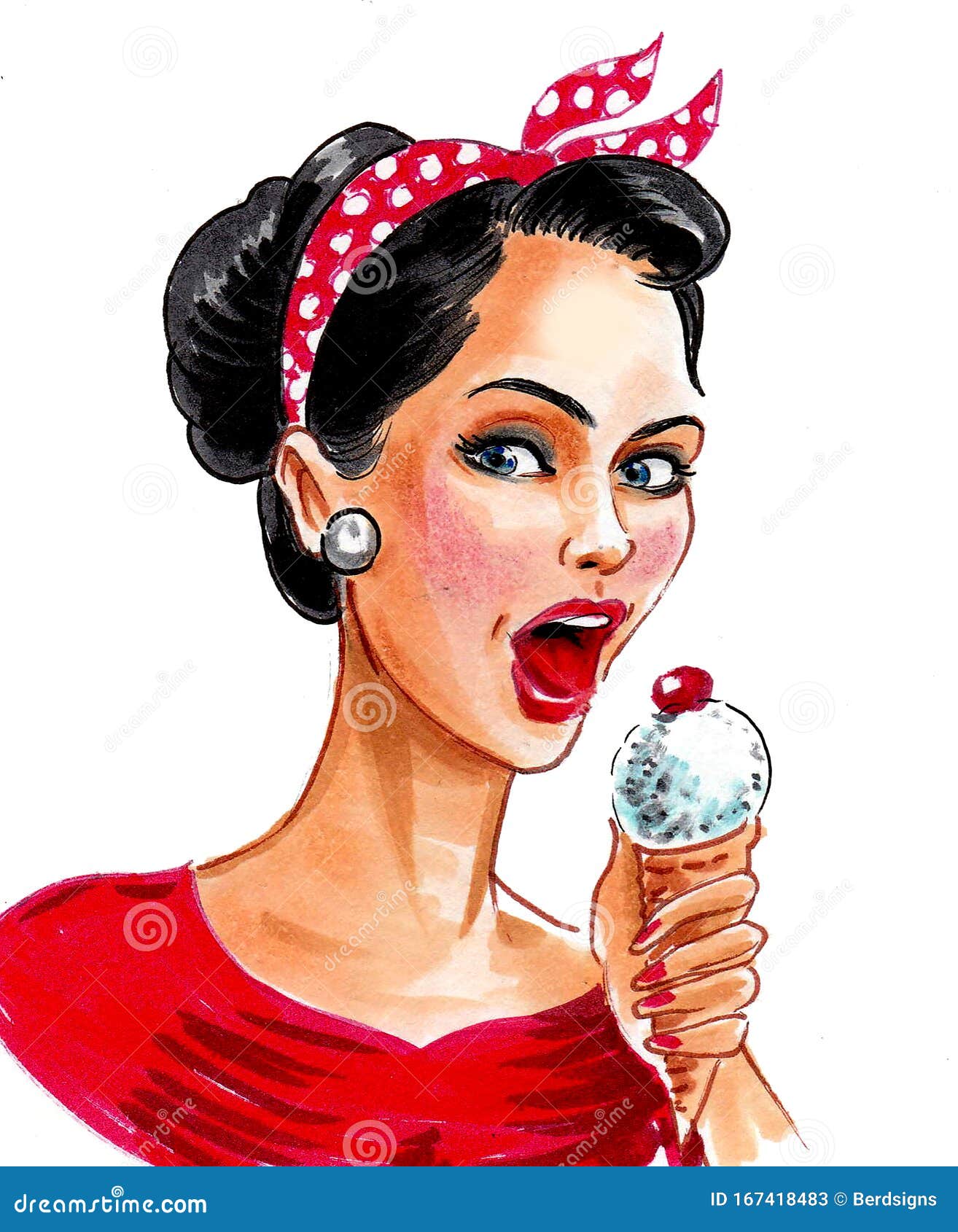 Girl And Ice Cream Stock Illustration Illustration Of Watercolor Girl And Ice Cream Stock Illustration Illustration Of Watercolor