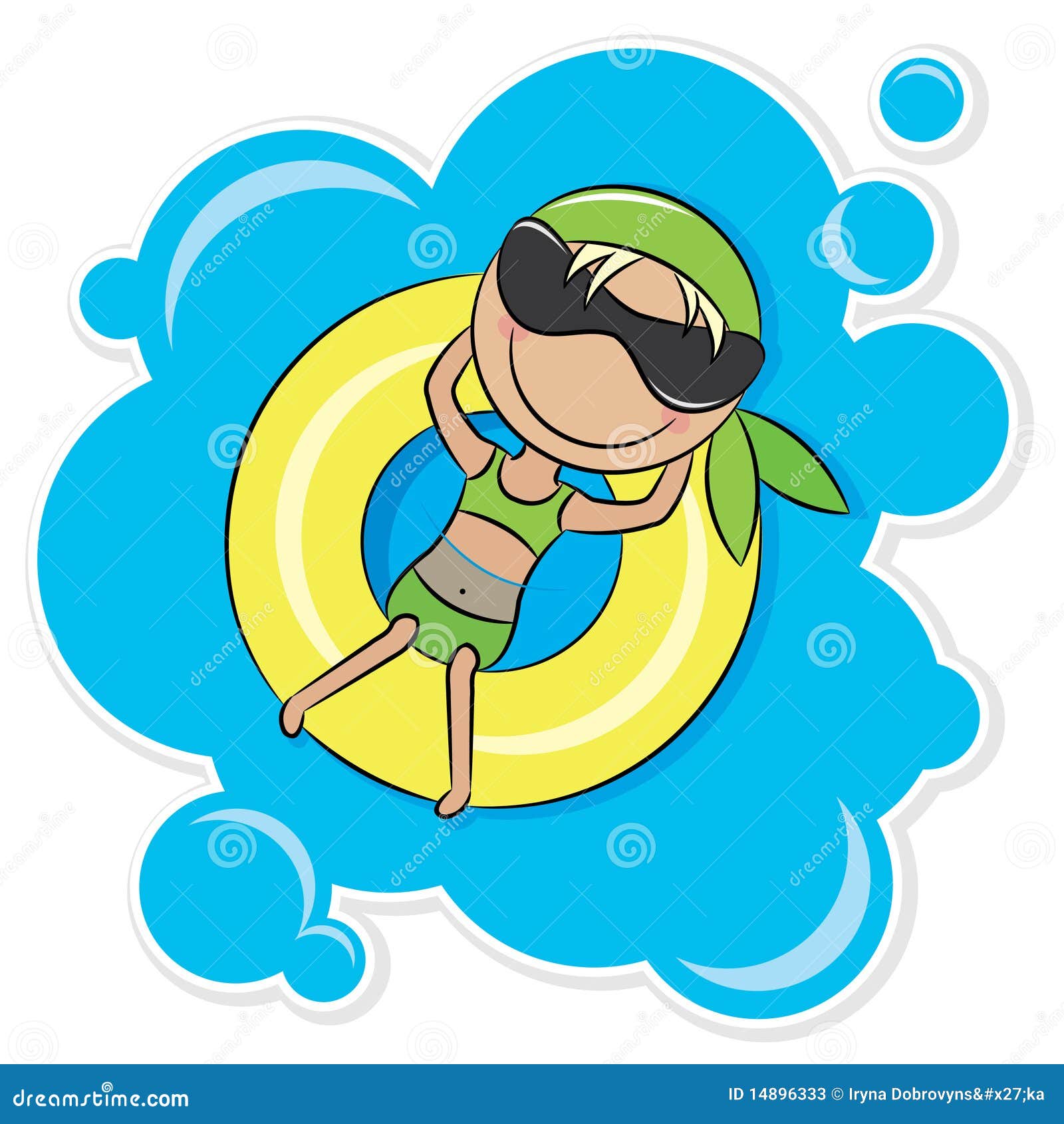 Girl on inner tube stock vector. Illustration of cheerful 14896333